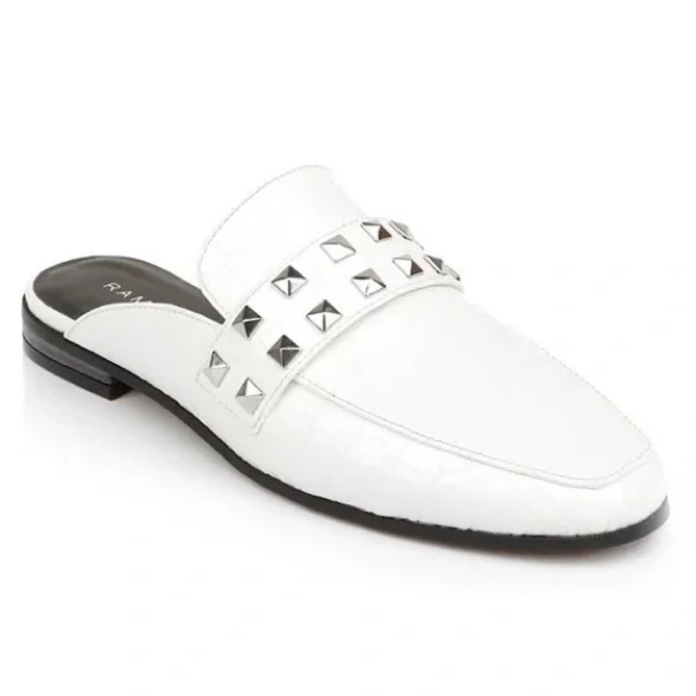 Rampage White Studded Brady Slip-On Loafers Mules Womenโs Size 8.5M - Picture 2 of 11